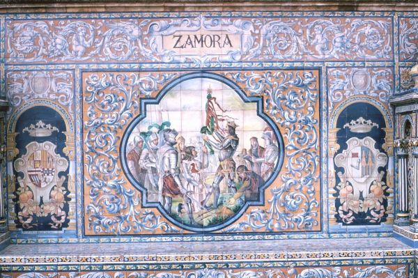 Tilework representing Zamora, Plaza de Espana, Seville
